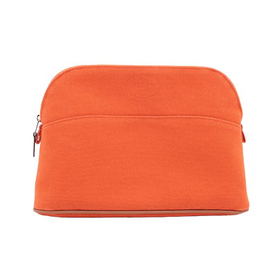 エルメス ボリードポーチ25 キャンバス ポーチ オレンジ シルバー