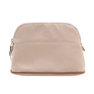 エルメス ボリードポーチ20 キャンバス 2WAYショルダーバッグ アイボリー シルバー