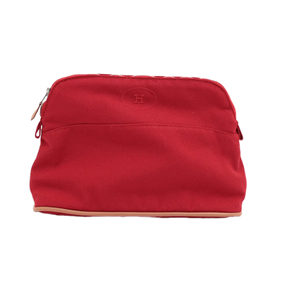 エルメス ボリードポーチMM キャンバス ポーチ レッド シルバー