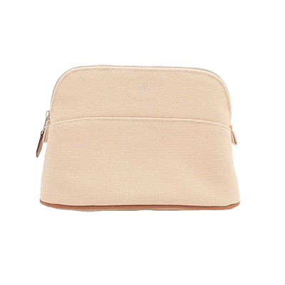 エルメス ボリードポーチ20 キャンバス ポーチ ベージュ シルバー