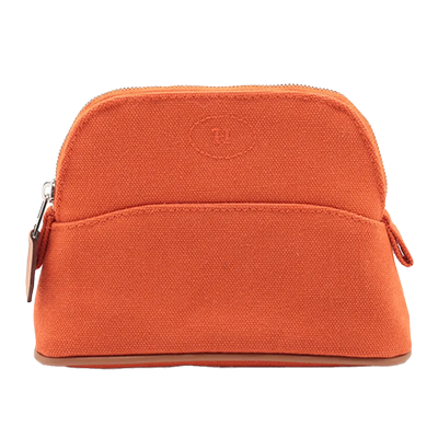 エルメス ボリードポーチミニミニ キャンバス ポーチ オレンジ シルバー