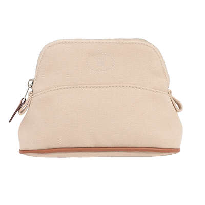 エルメス ボリードポーチ20 キャンバス ポーチ アイボリー シルバー