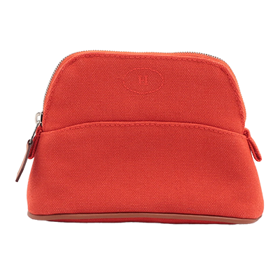 エルメス ボリードポーチミニミニ キャンバス ポーチ オレンジ シルバー