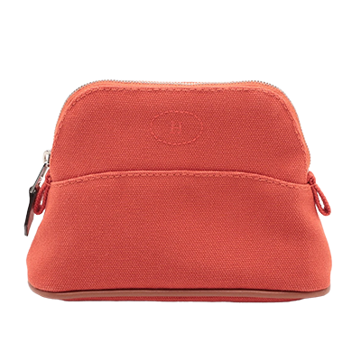 エルメス ボリードポーチPM キャンバス ポーチ オレンジ シルバー