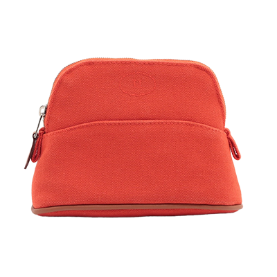 エルメス ボリードポーチミニミニ キャンバス ポーチ オレンジ シルバー