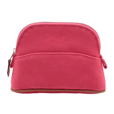 エルメス ボリードポーチ15 キャンバス ポーチ ピンク シルバー