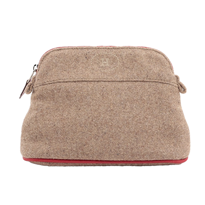 エルメス ボリードポーチ20 フェルト ポーチ ベージュ シルバー