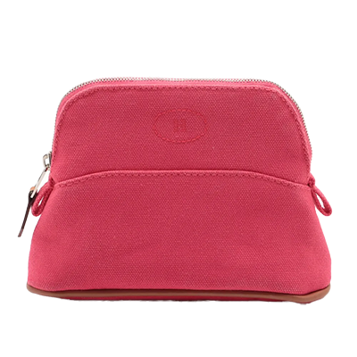 エルメス ボリードポーチミニミニ キャンバス ポーチ ピンク シルバー