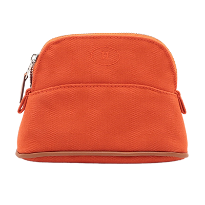 エルメス ボリードポーチミニミニ キャンバス ポーチ オレンジ シルバー