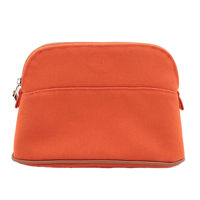 エルメス ボリードポーチ20 キャンバス ポーチ オレンジ シルバー