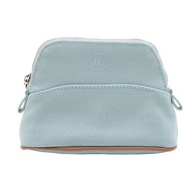 エルメス ボリードポーチミニミニ キャンバス ポーチ ブルー シルバー