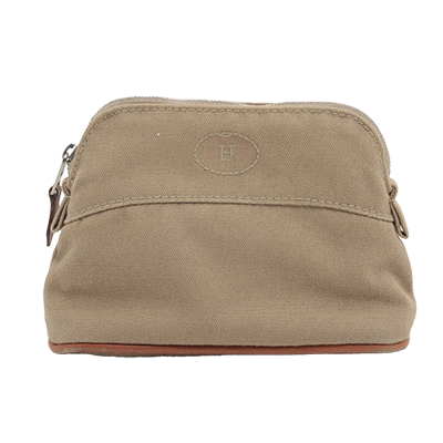 エルメス ボリードポーチミニミニ キャンバス ポーチ ベージュ シルバー