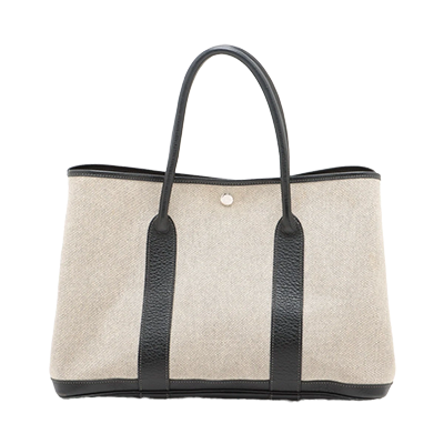 エルメス ガーデンパーティ36 PM ブッフル×トワルアッシュ ベージュ シルバー
