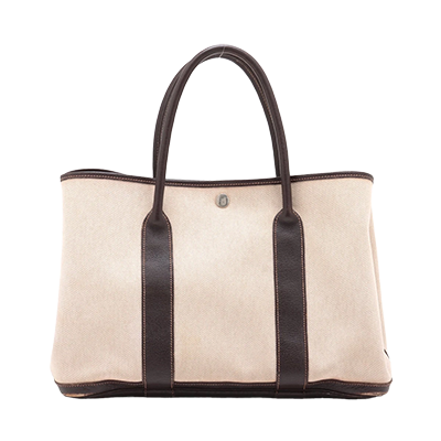 エルメス ガーデンパーティ36 PM ブッフル×トワルアッシュ ベージュ シルバー