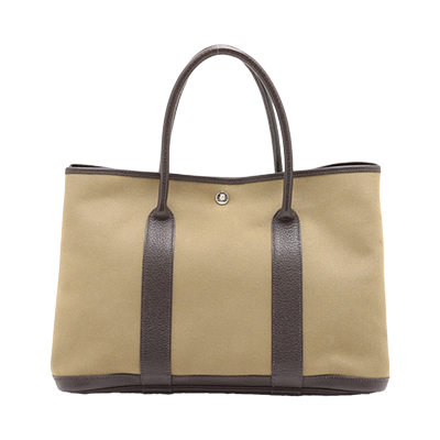 エルメス ガーデンパーティ36 PM ブッフル×トワルオフィシエ カーキ シルバー