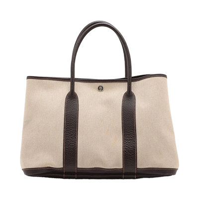 エルメス ガーデンパーティ36 PM ブッフル×トワルアッシュ ブラウン シルバー