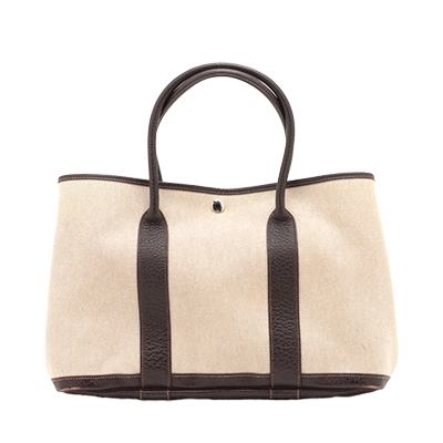 エルメス ガーデンパーティ36 PM ブッフル×トワルアッシュ ベージュ シルバー