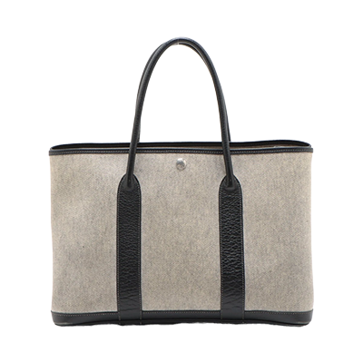 エルメス ガーデンパーティ36 PM ブッフル×トワルアッシュ ベージュ シルバー