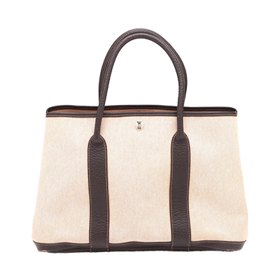 エルメス ガーデンパーティ36 PM ブッフル×トワルアッシュ ベージュ シルバー