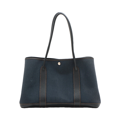 エルメス ガーデンパーティ36 PM ブッフル×トワルミリタリー ブラック×ネイビー シルバー