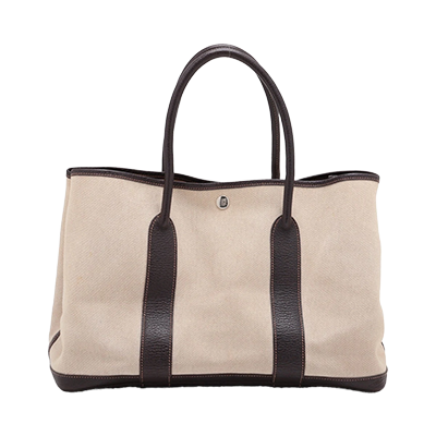 エルメス ガーデンパーティ36 PM ブッフル×トワルアッシュ 2WAYショルダーバッグ ブラウン シルバー