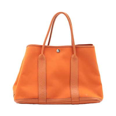 エルメス ガーデンパーティ36 PM ブッフル×トワルオフィシエ オレンジ シルバー