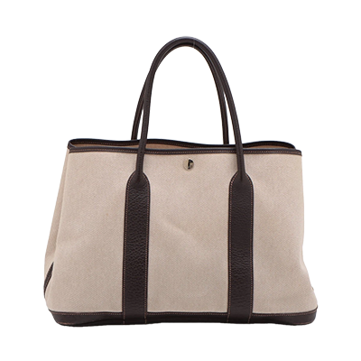 エルメス ガーデンパーティ36 PM ブッフル×トワルアッシュ ブラウン シルバー