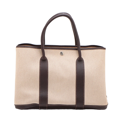 エルメス ガーデンパーティ36 PM トワルアッシュ×ブッフルスキッパー ベージュ シルバー
