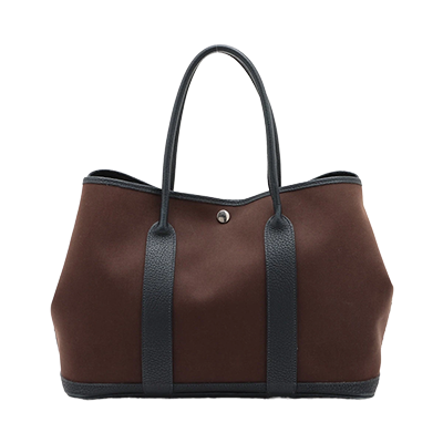 エルメス ガーデンパーティ36 PM トワルオフィシエ×ネゴンダ ネイビー×ブラウン シルバー