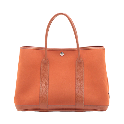 エルメス ガーデンパーティ36 PM ブッフル×トワルオフィシエ オレンジ シルバー