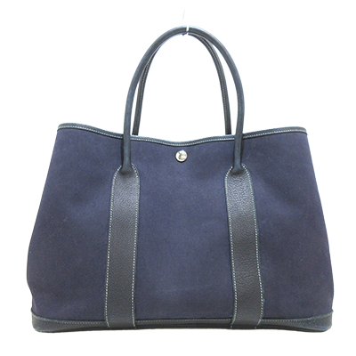 エルメス ガーデンパーティPM ダークネイビー トワルオフィシエ×レザー