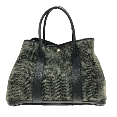エルメス ガーデンパーティPM ダークグレー×黒 ウール×レザー