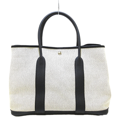 エルメス ガーデンパーティPM アイボリー×黒 トワルアッシュ×レザー