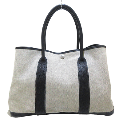 エルメス ガーデンパーティPM アイボリー×黒 トワルアッシュ×レザー