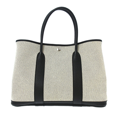 エルメス ガーデンパーティPM 白×黒 トワルアッシュ×レザー