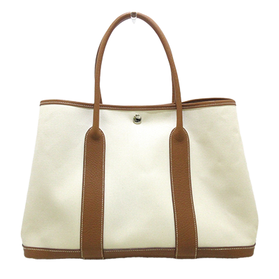 エルメス ガーデンパーティPM 白×ブラウン レザー×トワルオフィシエ