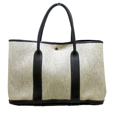 エルメス ガーデンパーティPM アイボリー×黒 トワルアッシュ×レザー