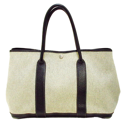 エルメス ガーデンパーティPM アイボリー×ネイビー トワルアッシュ×レザー
