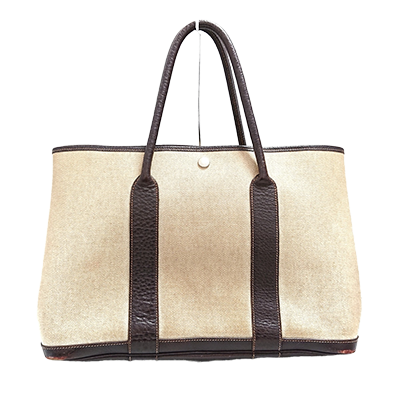 エルメス ガーデンパーティPM ベージュ×ダークブラウン レザー×トワルアッシュ