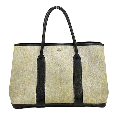 エルメス ガーデンパーティPM アイボリー×黒 トワルアッシュ×レザー
