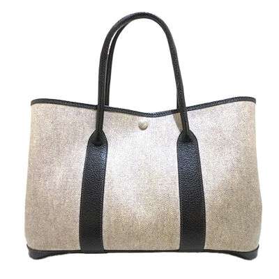 エルメス ガーデンパーティPM ライトグレー×黒 レザー×トワルアッシュ