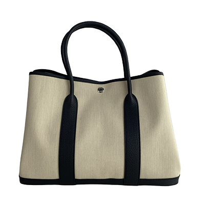 エルメス ガーデンパーティPM ベージュ×黒 トワルミリタリー×ネゴンダ