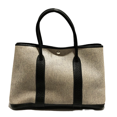 エルメス ガーデンパーティPM アイボリー×黒 トワルアッシュ×レザー