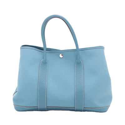 エルメス ガーデンパーティ36 PM ブッフル×トワルオフィシエ ブルージーン シルバー