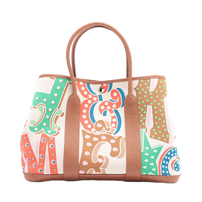 エルメス ガーデンパーティ36 PM トワルアッシュ マルチカラー シルバー