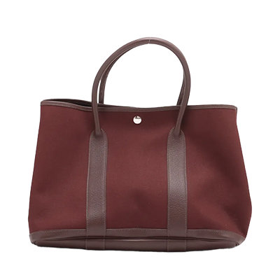 エルメス ガーデンパーティ36 PM トワルオフィシエxブッフル ブラウンxネイビー シルバー