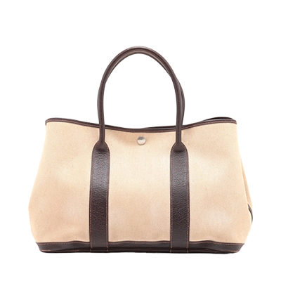 エルメス ガーデンパーティ36 PM ブッフル×トワルアッシュ ベージュ シルバー