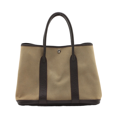 エルメス ガーデンパーティ36 PM ブッフル×トワルアッシュ ベージュ シルバー