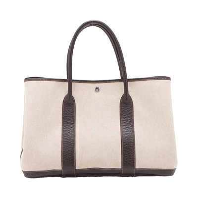 エルメス ガーデンパーティ36 PM ブッフル×トワルアッシュ ベージュ シルバー