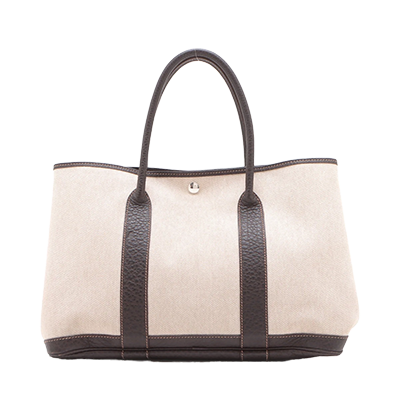 エルメス ガーデンパーティ36 PM ブッフル×トワルアッシュ ベージュ シルバー